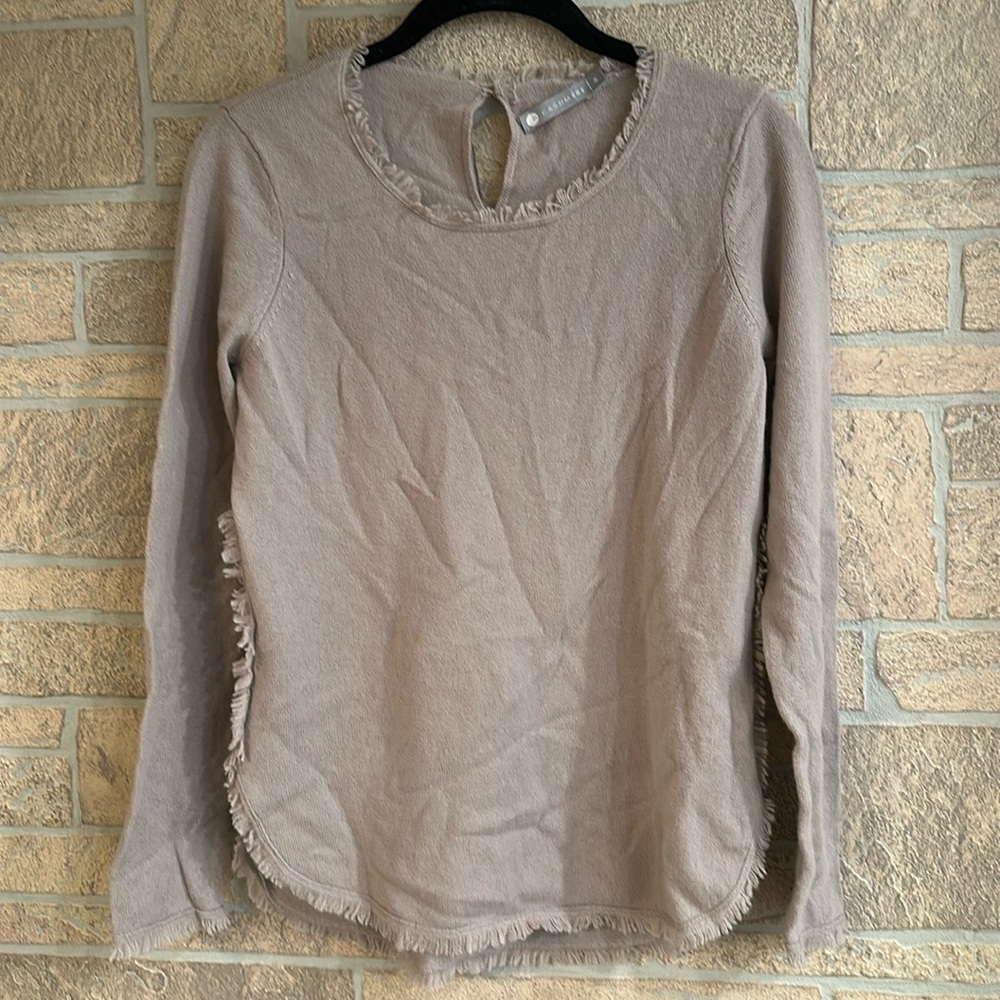 InCashmere Basketweave Cashmere Sweater Fringe Tan Casual neutral size S